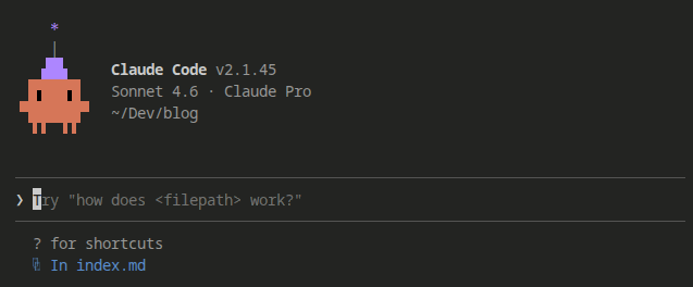 Tela inicial do CLaude Code