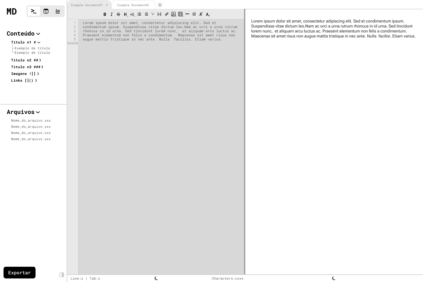 Primeiro rascunho da interface completa no modo claro